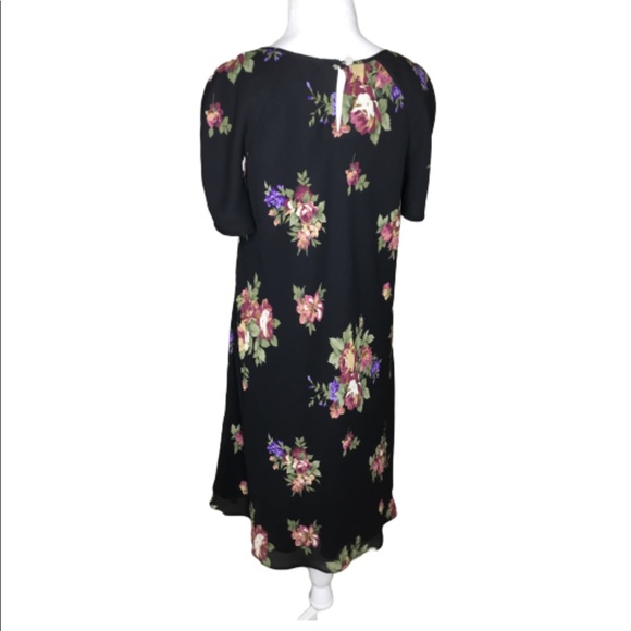 Liz Claiborne Black Burgundy Roses Career Dress 10 - Picture 5 of 8